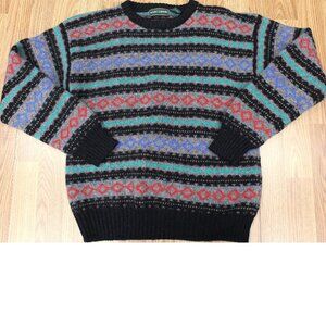 VTG 100% SHETLAND WOOL KNIT CREWNECK SKI SWEATER MARC LEWIS Sz SMALL, S